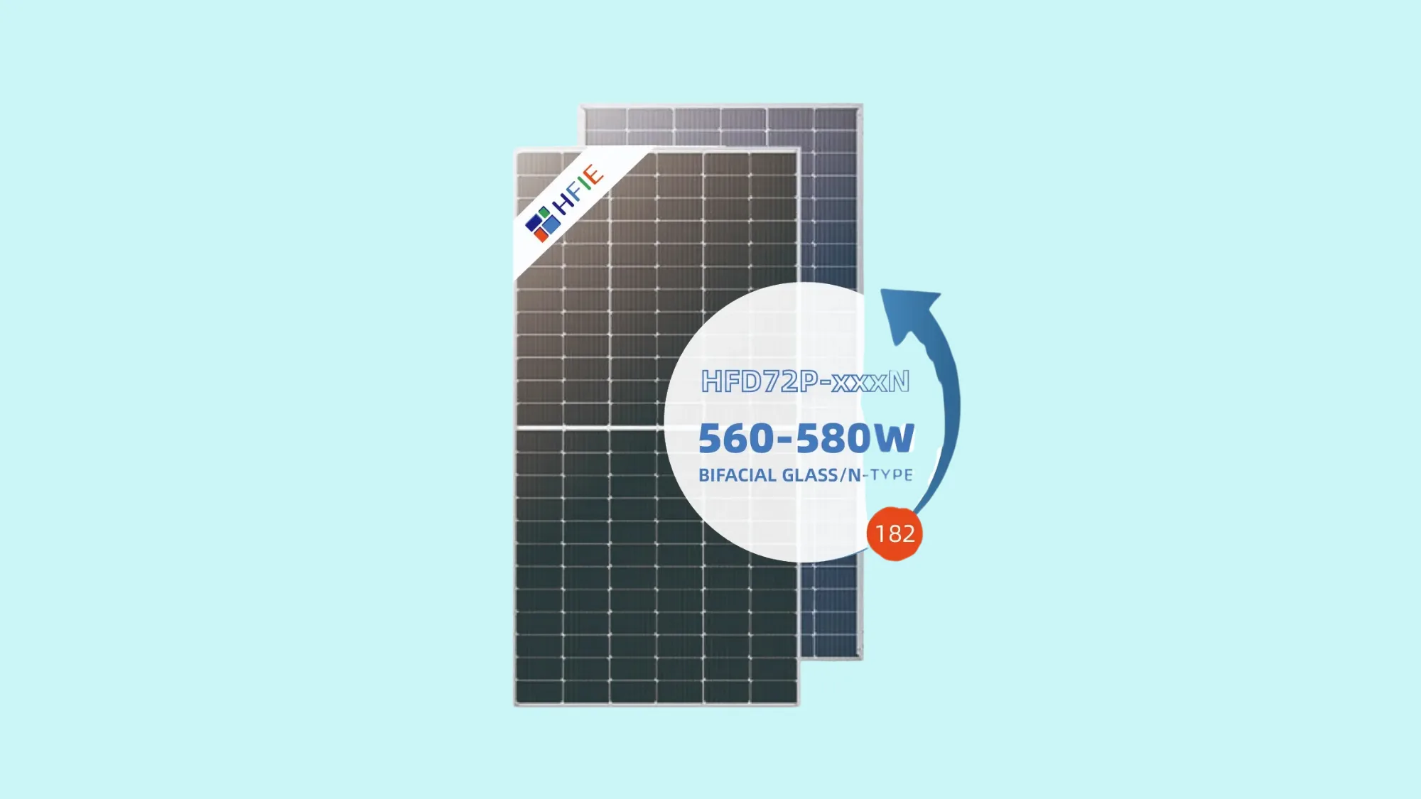 HFIE - Tấm năng lượng mặt trời Solar Panel HFD72P-xxxN (560-580W) – N-Type Bifacial Kính Đôi, Hiệu Suất Cao - Ảnh 2
