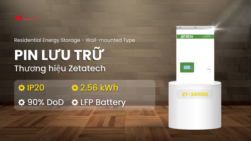 Zetatech Pin Lưu trữ ZT-24100B - 2.56kWh: Giải ph&aacute;p Tinh gọn & Th&ocirc;ng minh