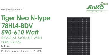 JinkoSolar Panel Tiger Neo N-type - 590w: JKM610N-78HL4-BDV Đỉnh Cao C&ocirc;ng Nghệ Hai Mặt (Bifacial)