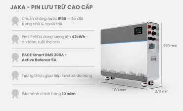 Pin Lưu Trữ Năng Lượng Mặt Trời JAKA 42kWh - JA-LF-51.2V-820AH