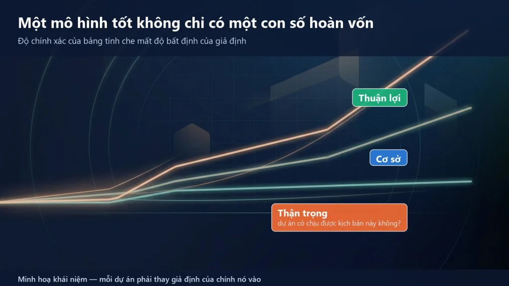 Ba kịch bản thận trọng, cơ sở và thuận lợi cho cùng một mô hình đầu tư trạm sạc